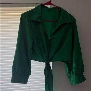 SHEIN Emerald Tie-Front Blazer